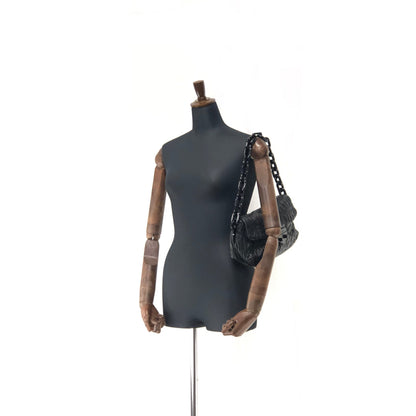 PRADA logo leather plastic chain front lock shoulder bag black vintage old 5abuvk