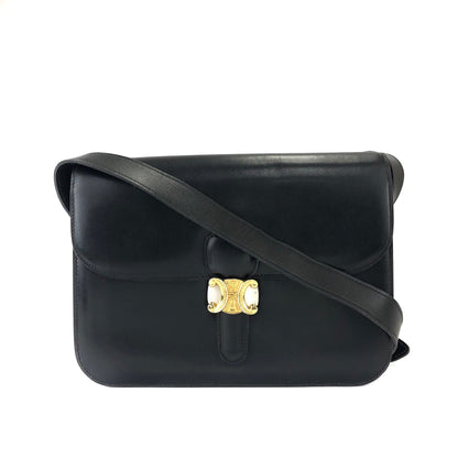 CELINE Triomphe Crossbody Shoulderbag Black Vintage Old CELINE m4hg6t