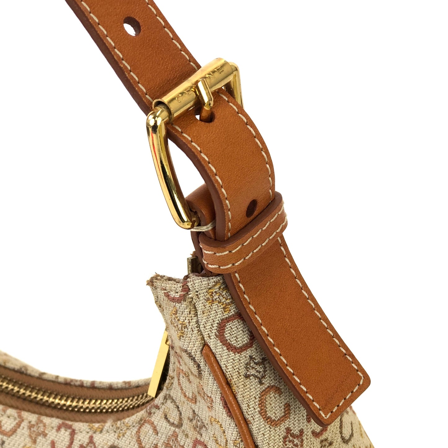 CELINE C Macadam Jacquard Handag Hobobag AVA Beige Old Celine Vintage zdpizt