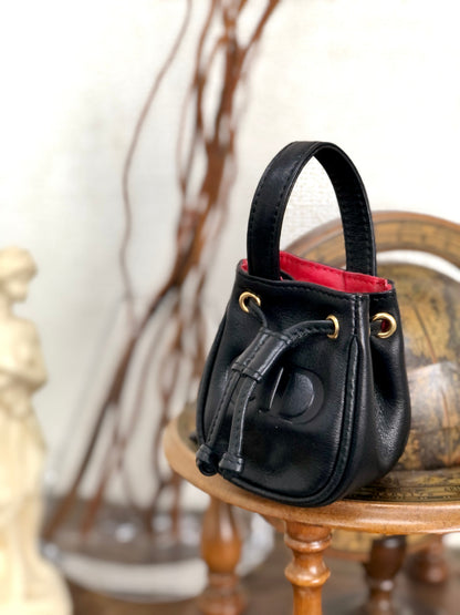 Christian Dior CD 標誌抽繩迷你手提包袋黑色復古舊款 zedcpg