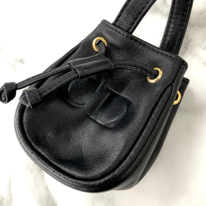 Christian Dior CD 標誌抽繩迷你手提包袋黑色復古舊款 zedcpg
