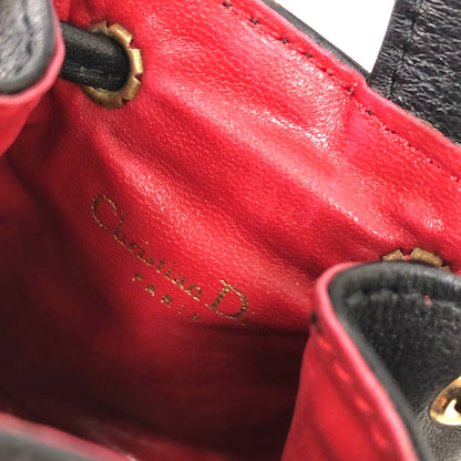 Christian Dior CD 標誌抽繩迷你手提包袋黑色復古舊款 zedcpg