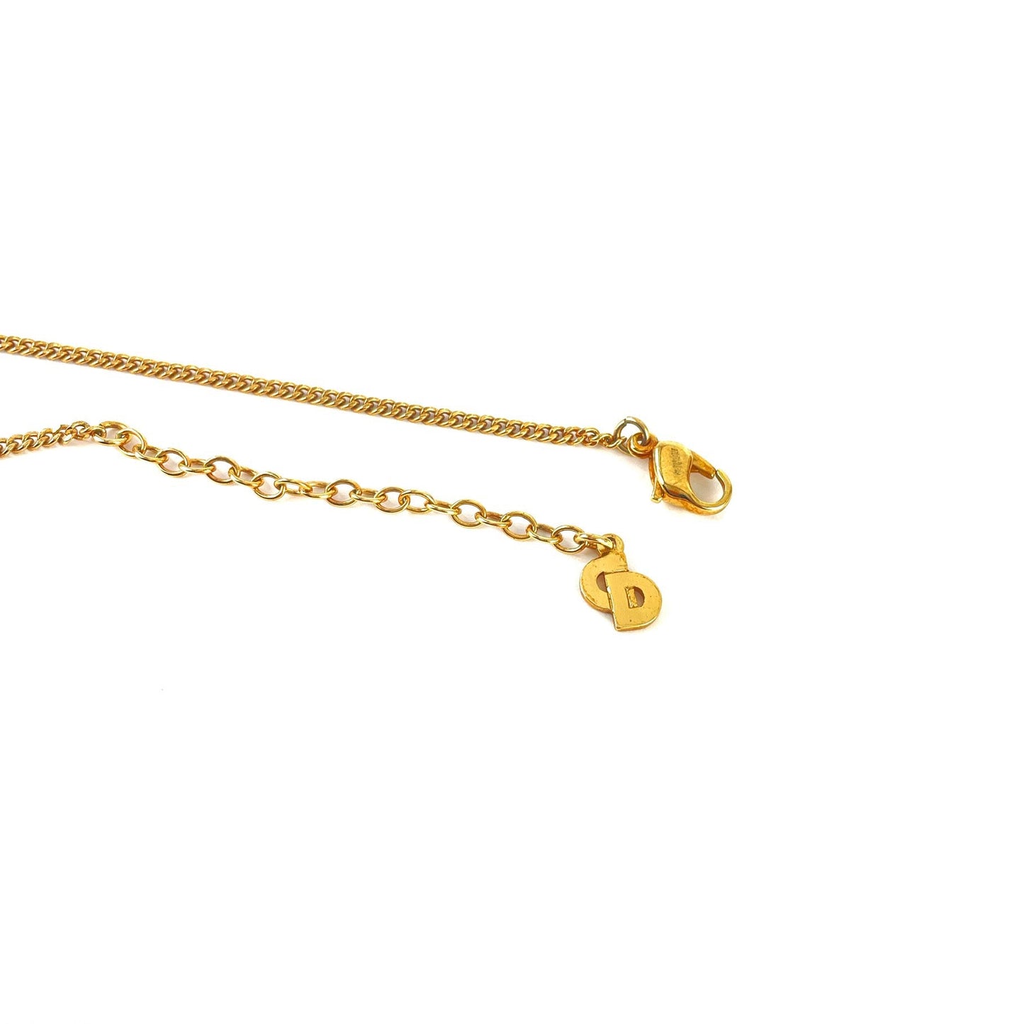 Christian Dior Logo Stone Necklace Gold Vintage Old jck57y