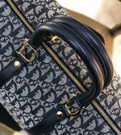 Christian Dior Trotter Jacquard Bostonbag Handbag Navy Vintage Old mm7brm