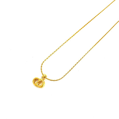 Christian Dior CD logo Stone Necklace Gold Accessory Vintage Old 7sz28g