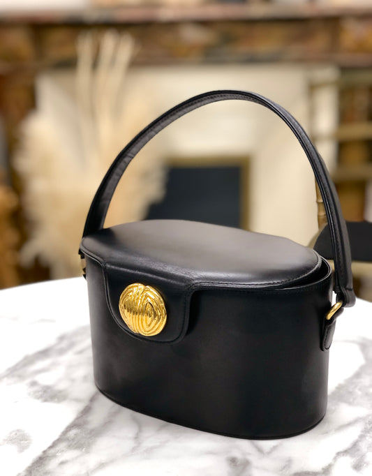 GIVENCHY Two type logo Box Handbag Vanity bag Black Vintage Old nx8uri