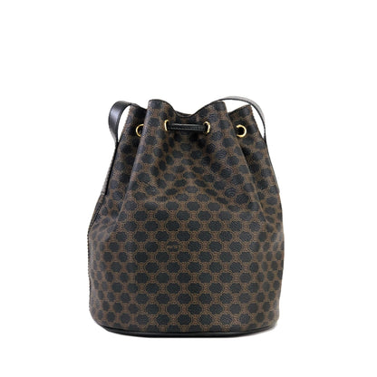 CELINE Macadam Drawstring Shoulderbag Black Vintage Old CELINE 4hshiw