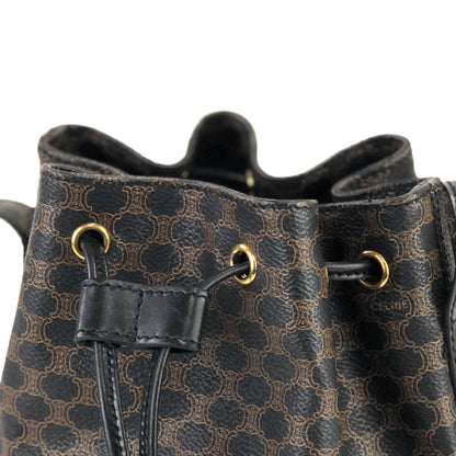 CELINE Macadam Drawstring Shoulderbag Black Vintage Old CELINE 4hshiw