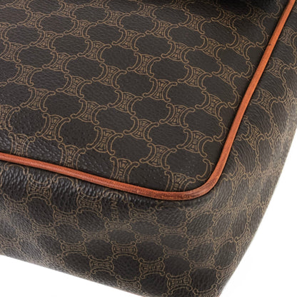 CELINE Macadam Double Gancini Flap Crossbody Shoulder Bag Brown Old Celine Vintage p3p8yc