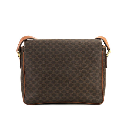 CELINE Macadam Double Gancini Flap Crossbody Shoulder Bag Brown Old Celine Vintage p3p8yc