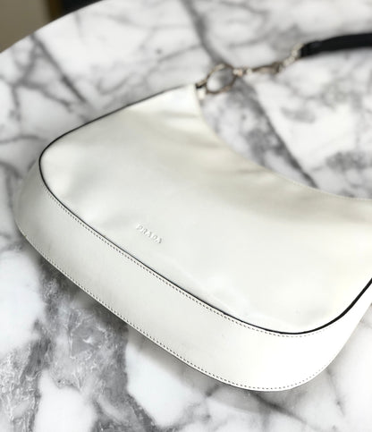 PRADA Logo Hobobag Handbag White Vintage Old 68xah5