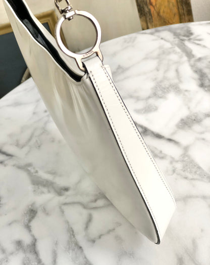 PRADA Logo Hobobag Handbag White Vintage Old 68xah5