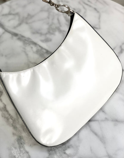 PRADA Logo Hobobag Handbag White Vintage Old 68xah5