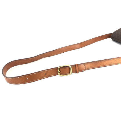 CELINE Macadam Double Gancini Flap Crossbody Shoulder Bag Brown Old Celine Vintage p3p8yc