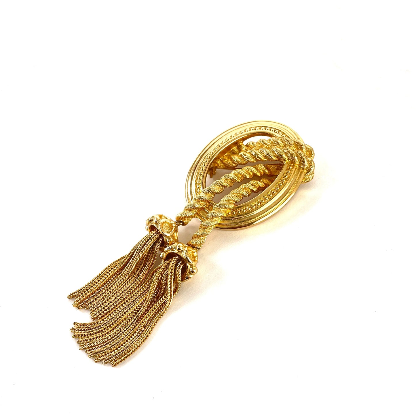 Christian Dior Tassel Brooch Gold Accessory Vintage old rwznhe
