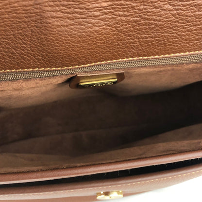 GUCCI GG logo Embossed leather Crossbody Shoulder bag Brown Vintage Old Gucci cgx43n