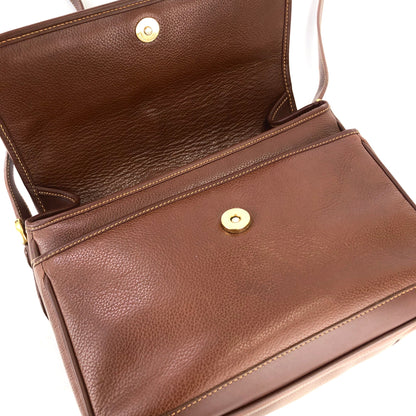 GUCCI GG logo Embossed leather Crossbody Shoulder bag Brown Vintage Old Gucci cgx43n