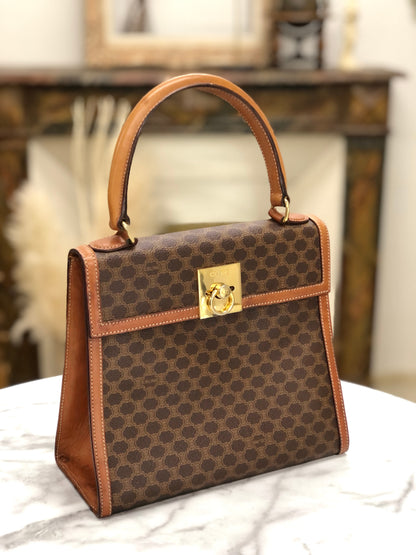 CELINE Macadam Gancini Top handle Handbag Brown Old CELINE Vintage hv5kw7