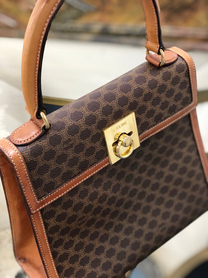 CELINE Macadam Gancini Top handle Handbag Brown Old CELINE Vintage hv5kw7