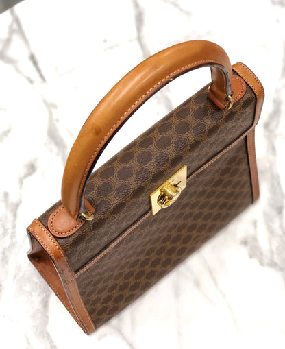 CELINE Macadam Gancini Top handle Handbag Brown Old CELINE Vintage hv5kw7