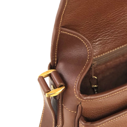 GUCCI GG logo Embossed leather Crossbody Shoulder bag Brown Vintage Old Gucci cgx43n