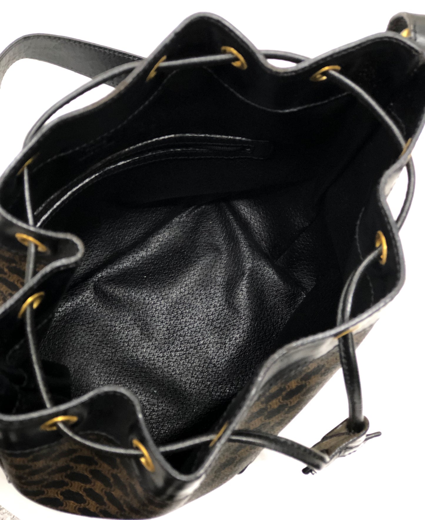CELINE Macadam Drawstring shoulder bag Black Vintage Old CELINE 3e3bei