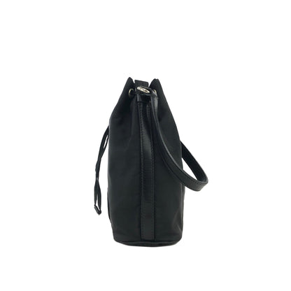 PRADA Emblem logo Drawstring Nylon Mini Handbag Black Vintage Old vnwufp