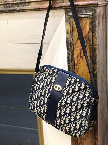 Christian Dior Logo Trotter Oblique 提花肩背包 海軍藍 復古 舊款 grfb4z