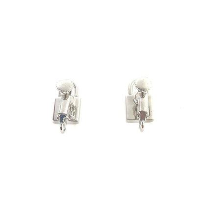 Christian Dior Padlock Earrings Silver Accessory Vintage Old awffef