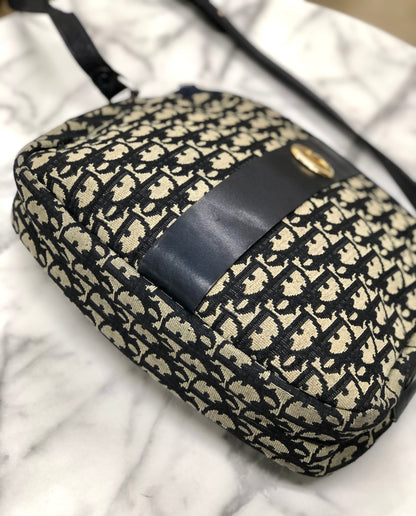 Christian Dior Logo Trotter Oblique 提花肩背包 海軍藍 復古 舊款 grfb4z