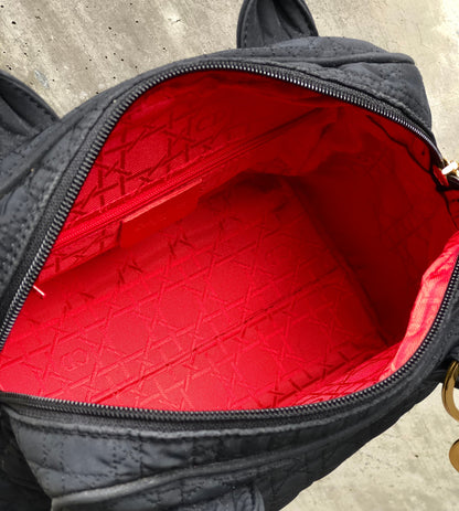 Christian Dior Cannage Charm Nylon Handbag Black Vintage Old e6y2a6