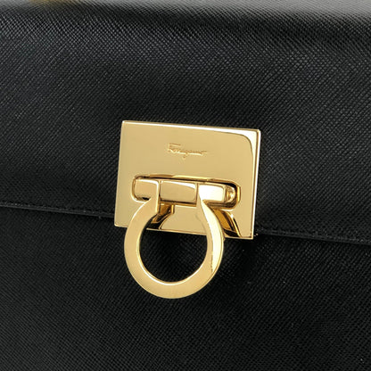 Salvatore Ferragamo Gancini 壓花皮革 2way 肩包 Bandbag 黑色 復古 舊 jbv5dw