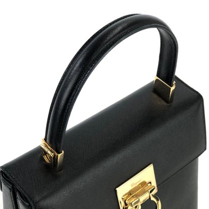 Salvatore Ferragamo Gancini 壓花皮革 2way 肩包 Bandbag 黑色 復古 舊 jbv5dw