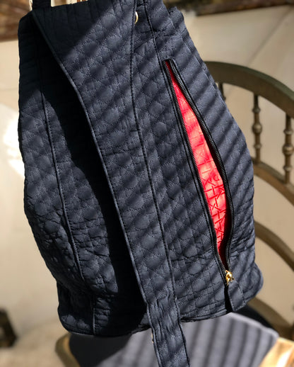 Christian Dior Cannage Drawstring Charm Nylon Sling bag  Black h73wja