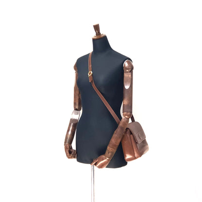 GUCCI GG logo Embossed leather Crossbody Shoulder bag Brown Vintage Old Gucci cgx43n