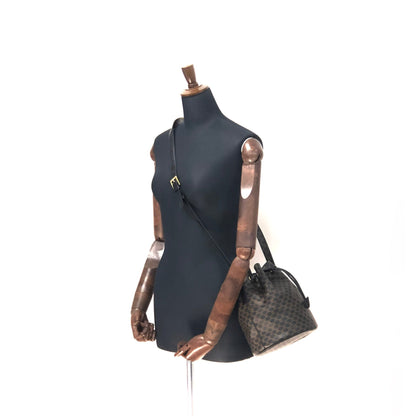 CELINE Macadam Drawstring Shoulderbag Black Vintage Old CELINE 4hshiw