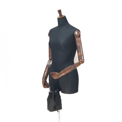 PRADA Emblem logo Drawstring Nylon Mini Handbag Black Vintage Old vnwufp