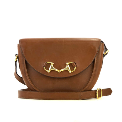 GUCCI horsebit leather shoulder bag brown vintage old Gucci e3fjsr