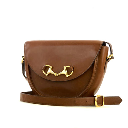 GUCCI horsebit leather shoulder bag brown vintage old Gucci e3fjsr