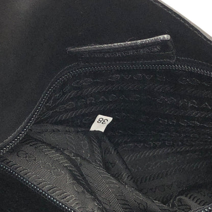 PRADA Leather Asymmetry Shoulder bag Gray Vintage Old axd7ri