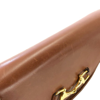 GUCCI horsebit leather shoulder bag brown vintage old Gucci e3fjsr