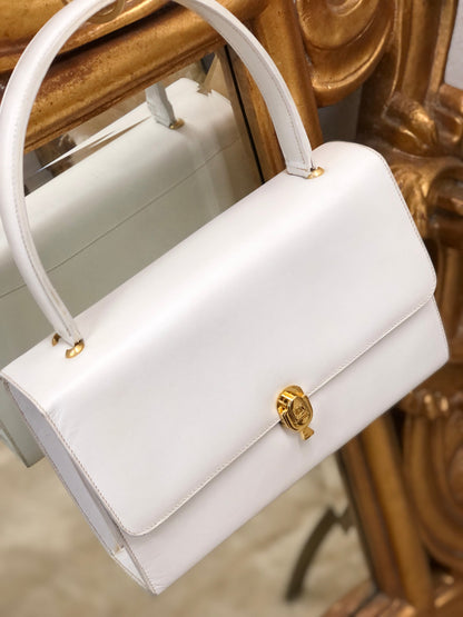 Celine Blason Rock 皮革手提包頂部提把白色復古舊 Celine dd34ix