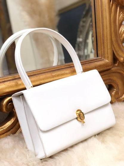 Celine Blason Rock 皮革手提包頂部提把白色復古舊 Celine dd34ix