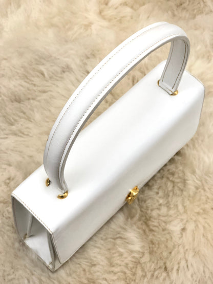 Celine Blason Rock 皮革手提包頂部提把白色復古舊 Celine dd34ix