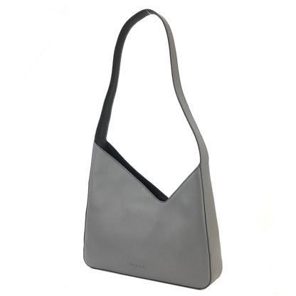 PRADA Leather Asymmetry Shoulder bag Gray Vintage Old axd7ri