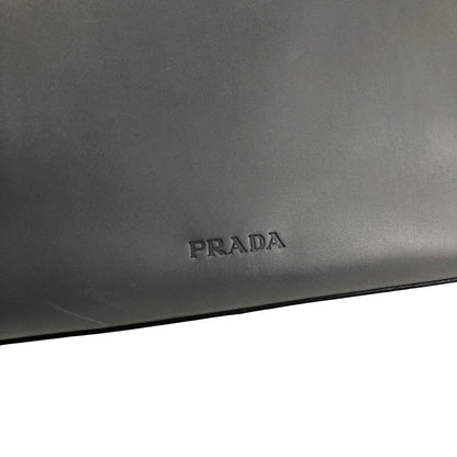 PRADA Leather Asymmetry Shoulder bag Gray Vintage Old axd7ri