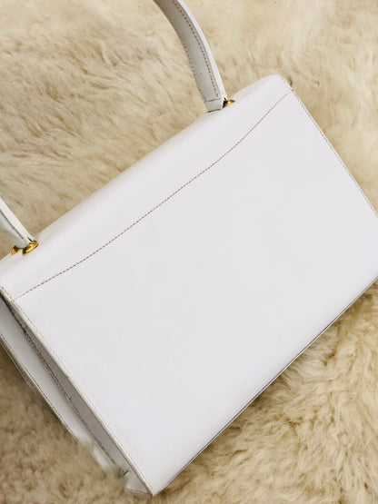 Celine Blason Rock 皮革手提包頂部提把白色復古舊 Celine dd34ix
