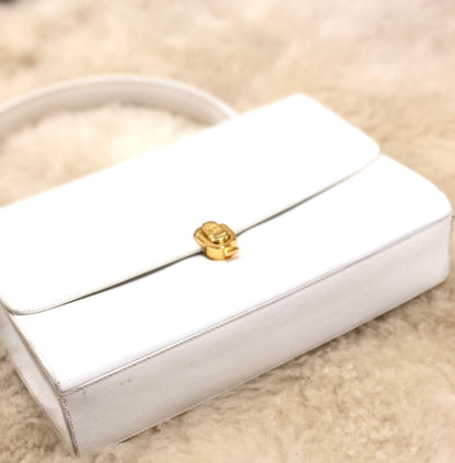 Celine Blason Rock 皮革手提包頂部提把白色復古舊 Celine dd34ix