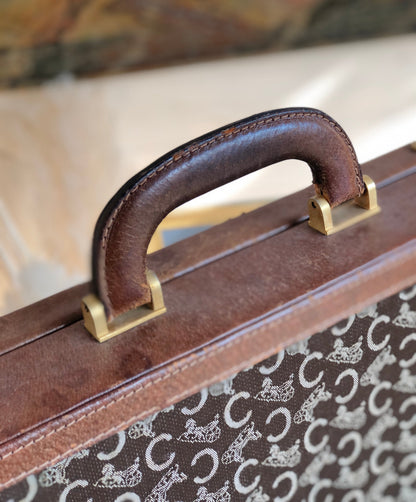 CELINE C Macadam Jacquard Trunk Travelbag Brown Vintage Old CELINE 7idt68