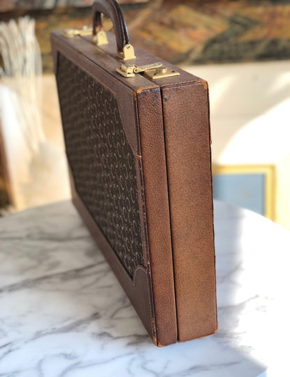 CELINE C Macadam Jacquard Trunk Travelbag Brown Vintage Old CELINE 7idt68
